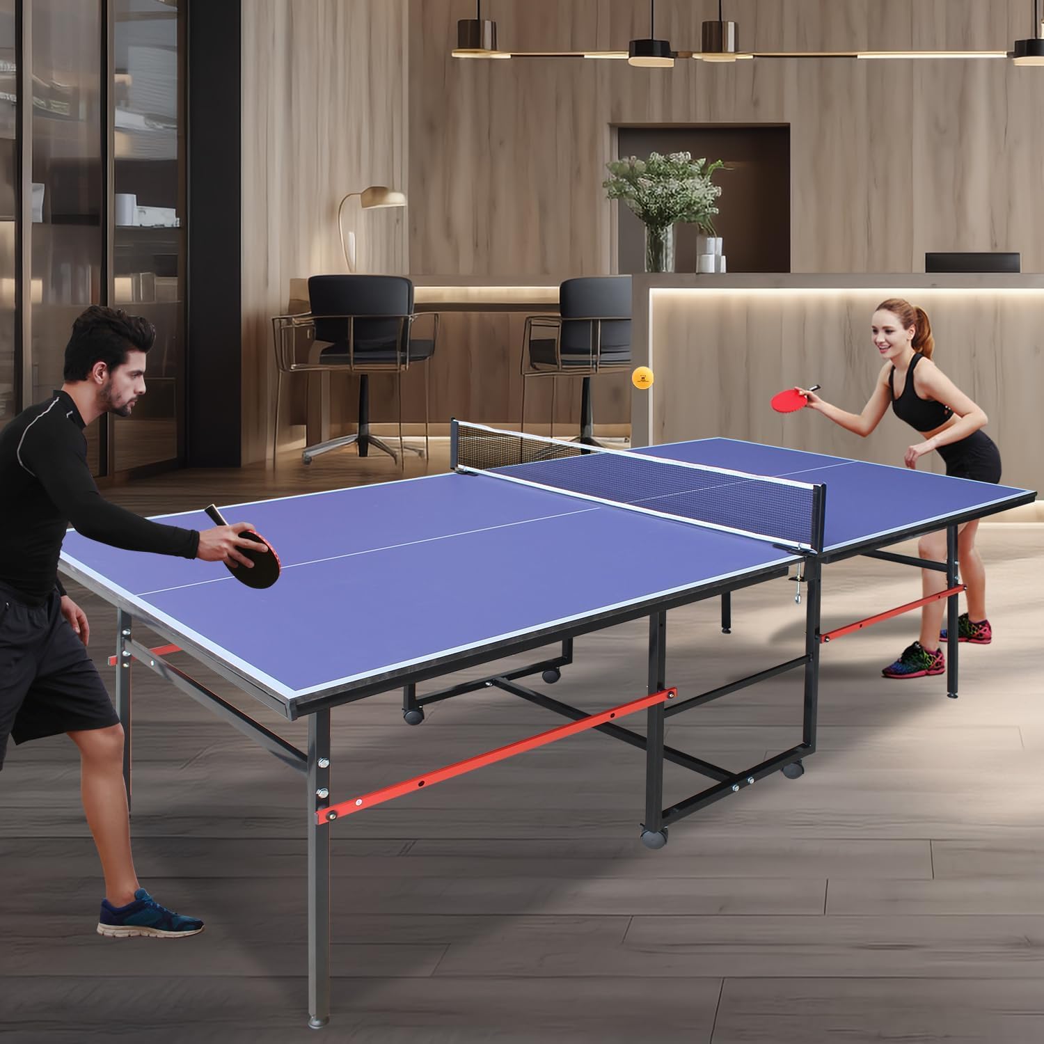 8 ft Portable Ping Pong Table， - Badminton Single 评论和价格